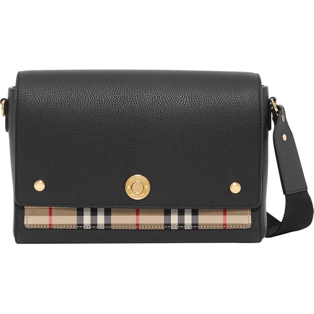 Authentic Burberry Note Leather & Vintage
Check Crossbody Bag
